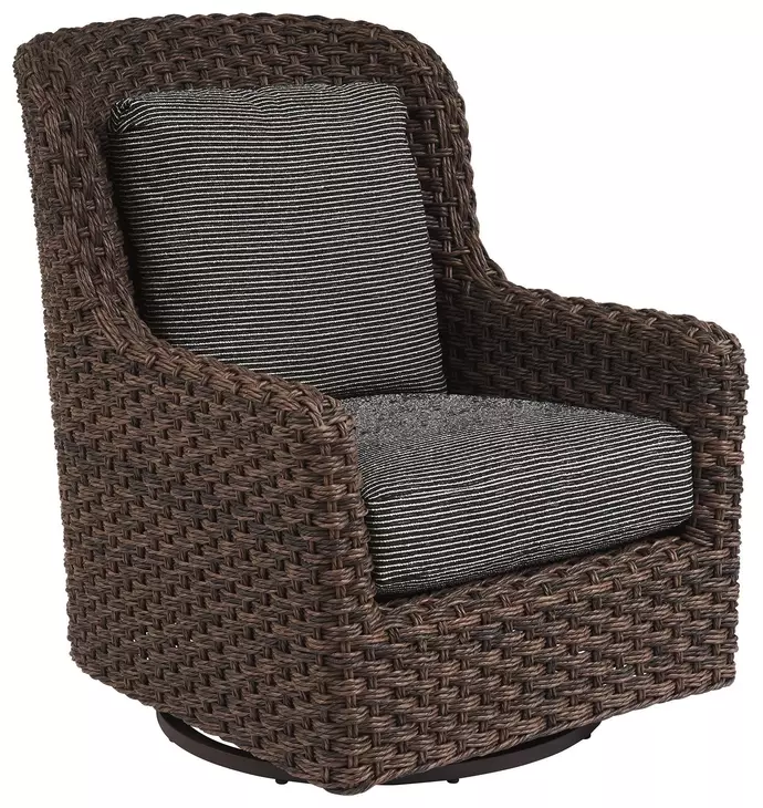 Kilimanjaro Black Upholstered Outdoor Swivel Glider Accent Chair