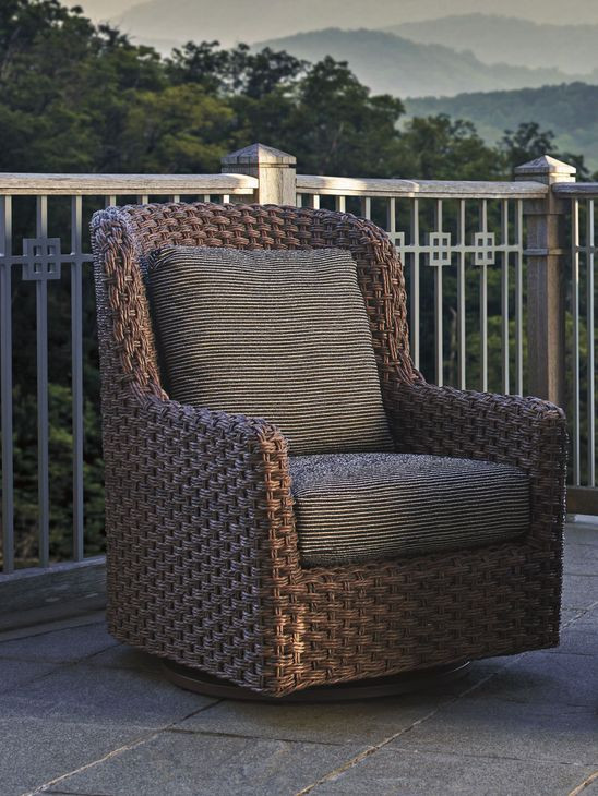 Kilimanjaro Black Upholstered Outdoor Swivel Glider Accent Chair