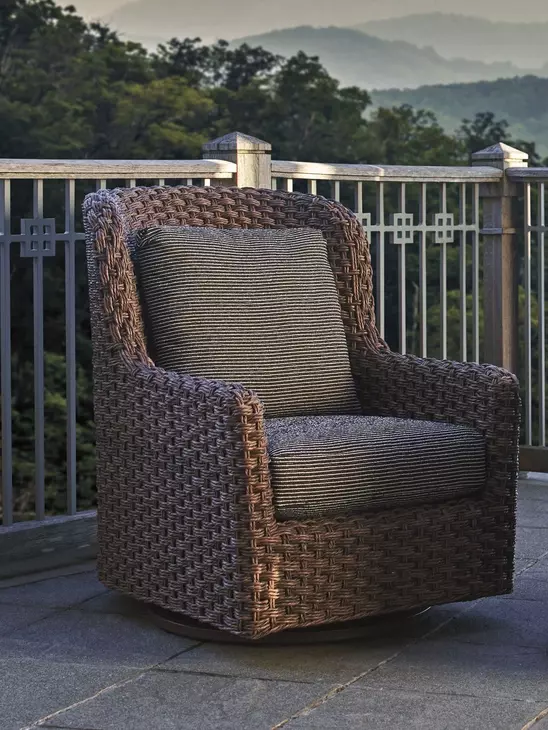 Kilimanjaro Black Upholstered Outdoor Swivel Glider Accent Chair