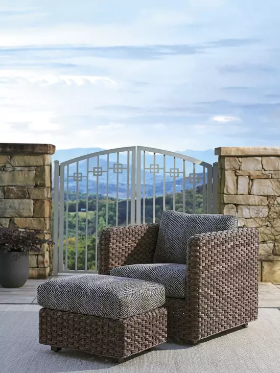 Kilimanjaro Black Upholstered Rectangular Outdoor Ottoman