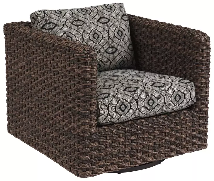 Kilimanjaro Black Upholstered Outdoor Swivel Glider Lounge Chair