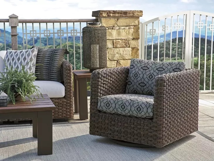 Kilimanjaro Black Upholstered Outdoor Swivel Glider Lounge Chair