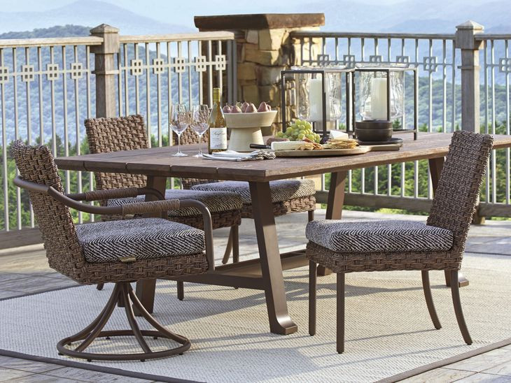 Kilimanjaro Black Upholstered Outdoor Swivel Rocker Dining Chair