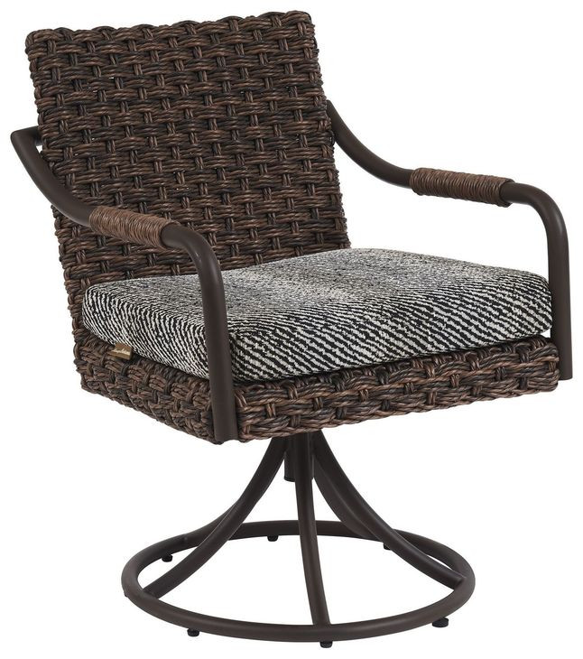 Kilimanjaro Black Upholstered Outdoor Swivel Rocker Dining Chair