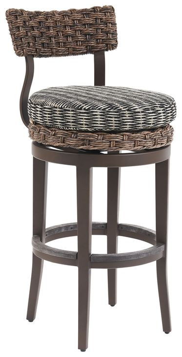 Kilimanjaro Black Upholstered Outdoor Swivel Bar Stool
