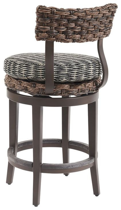 Kilimanjaro Black Upholstered Outdoor Swivel Counter Height Stool - Thumbnail 3