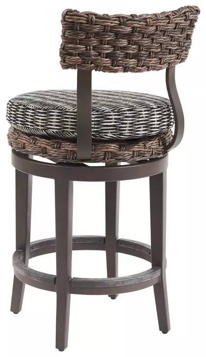 Kilimanjaro Black Upholstered Outdoor Swivel Counter Height Stool