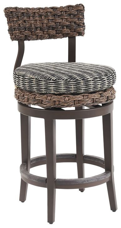 Kilimanjaro Black Upholstered Outdoor Swivel Counter Height Stool - Thumbnail 2
