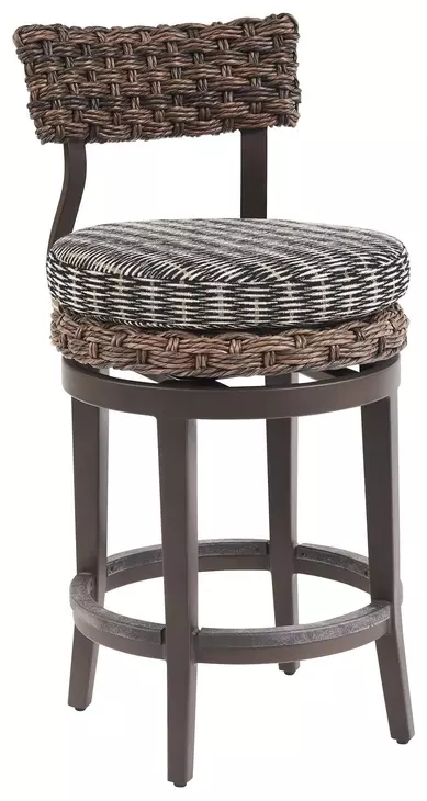 Kilimanjaro Black Upholstered Outdoor Swivel Counter Height Stool