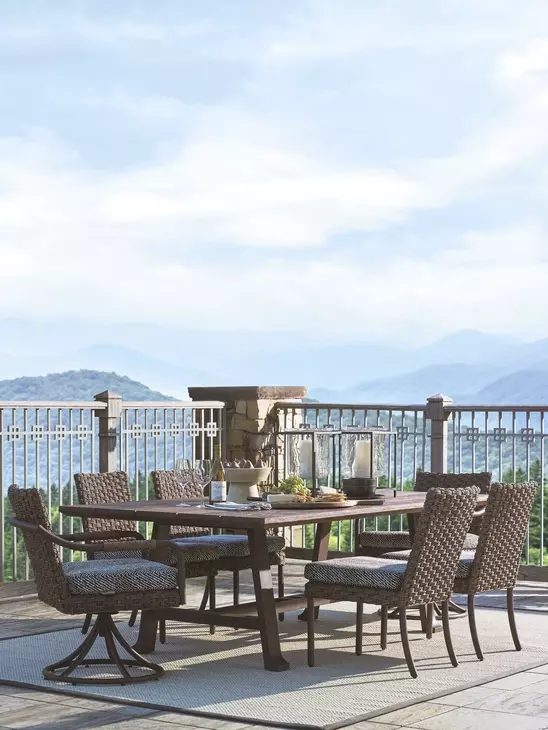 Kilimanjaro Black Upholstered Outdoor Swivel Rocker Dining Chair