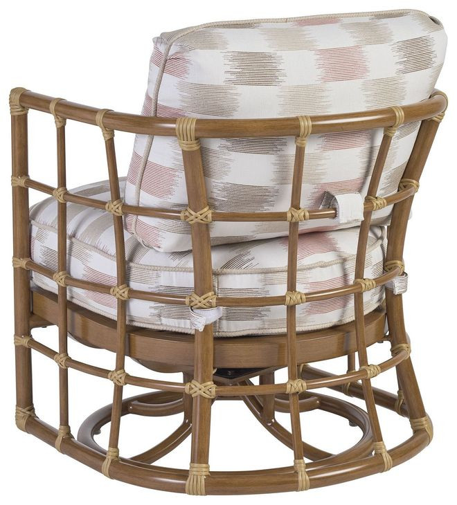 Sandpiper Bay Pink and White Upholstered Outdoor Swivel Chair