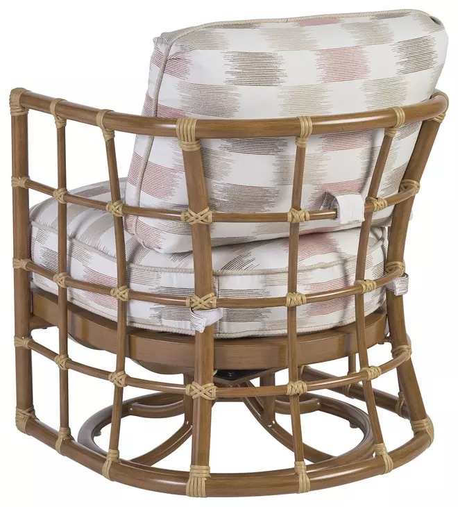 Sandpiper Bay Pink and White Upholstered Outdoor Swivel Chair