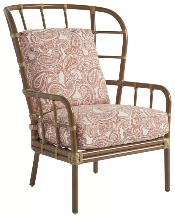Sandpiper Bay Pink and White Upholstered Outdoor Wing Accent Chair