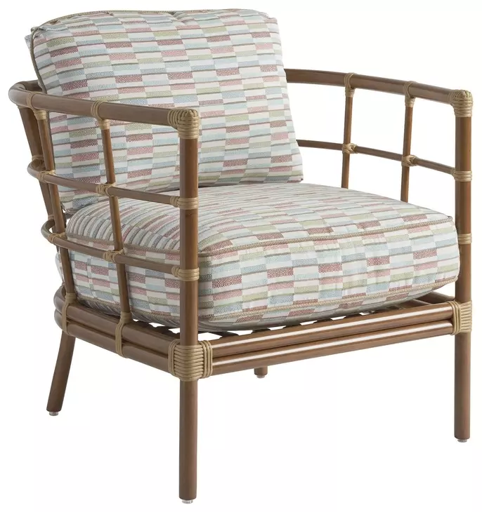 Sandpiper Bay Pink and White Upholstered Outdoor Lounge Chair