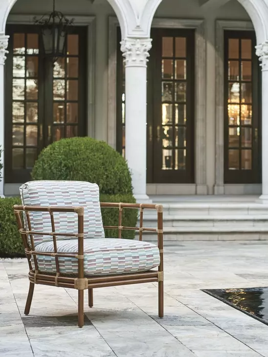 Sandpiper Bay Pink and White Upholstered Outdoor Lounge Chair