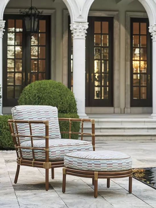 Sandpiper Bay Pink and White Upholstered Outdoor Lounge Chair