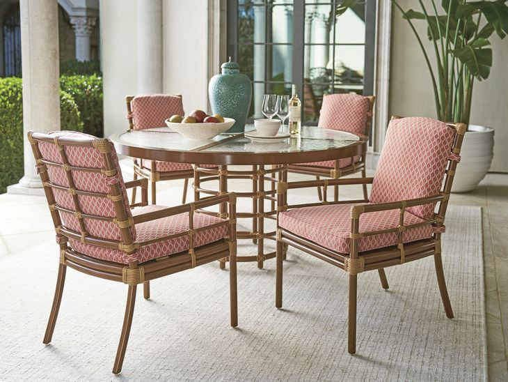 Sandpiper Bay Pink Upholstered Outdoor Side Chair - Thumbnail 4