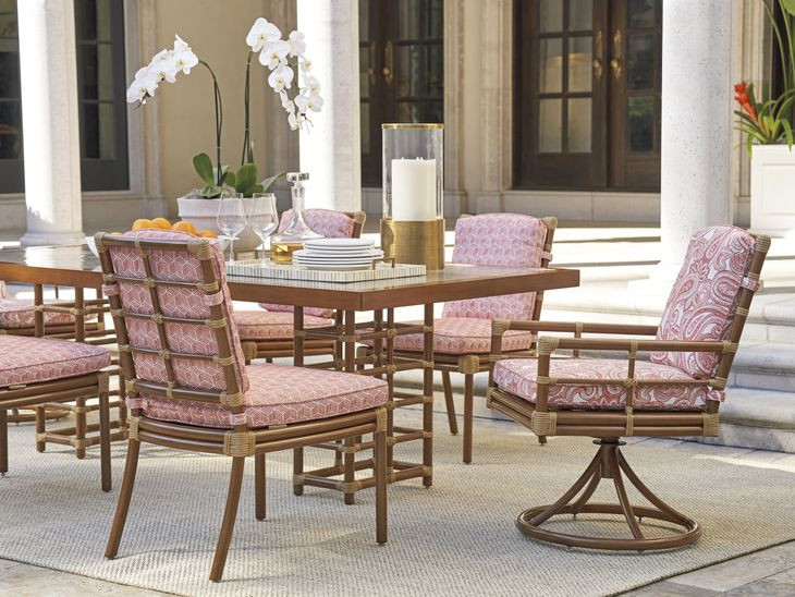 Sandpiper Bay Upholstered Outdoor Swivel Rocker Dining Chair