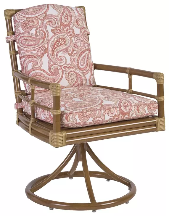 Sandpiper Bay Pinks and White Upholstered Outdoor Swivel Rocker Dining Chair