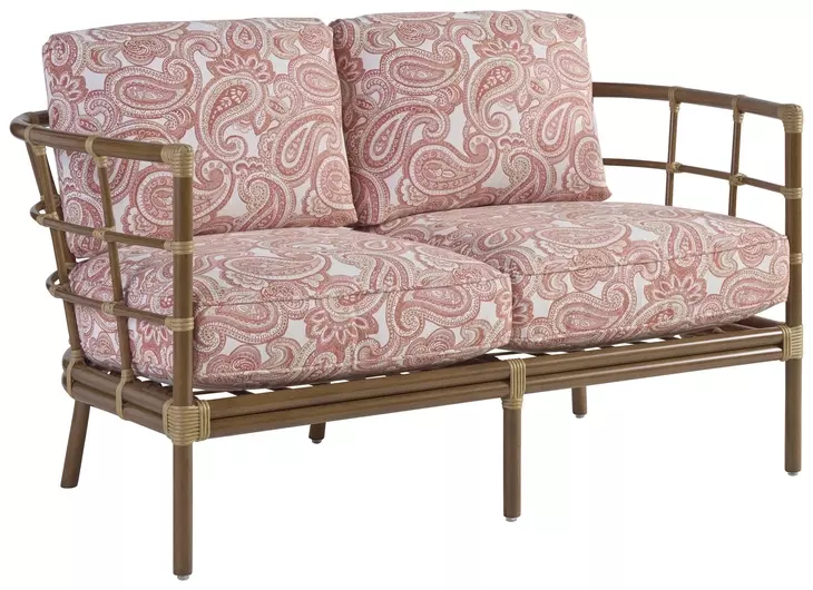 Sandpiper Bay Pink and White Outdoor 58" Loveseat