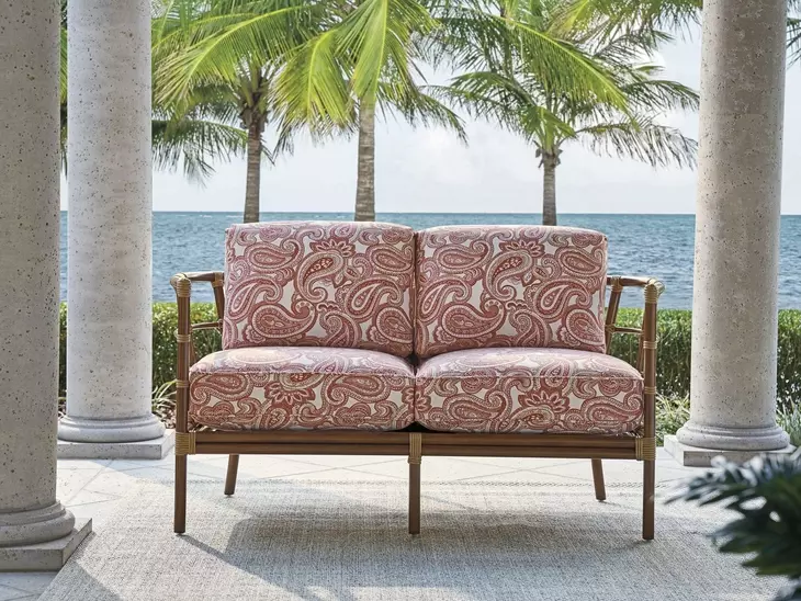 Sandpiper Bay Pink and White Outdoor 58" Loveseat