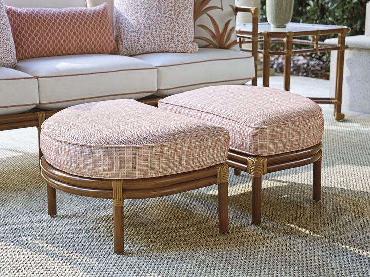 Sandpiper Bay Pink Upholstered D Shaped Outdoor Ottoman