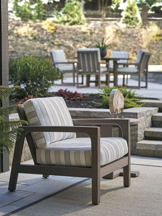 Mozambique Beige and Tan Upholstered Outdoor Occasional Chair
