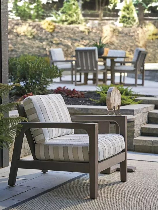 Mozambique Beige and Tan Upholstered Outdoor Occasional Chair