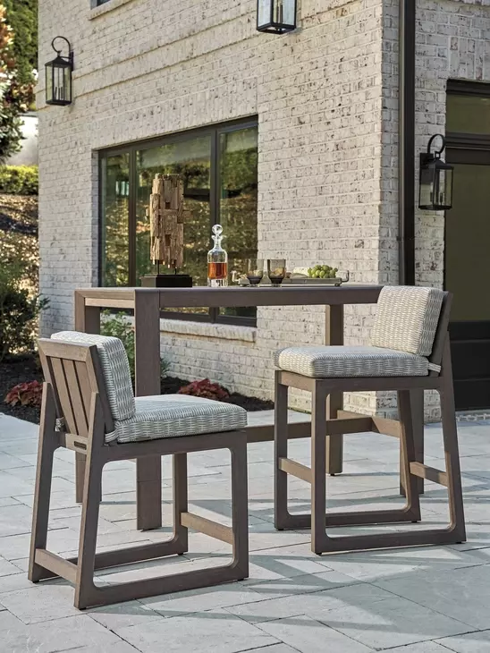 Mozambique Beige Upholstered Outdoor Bar Stool