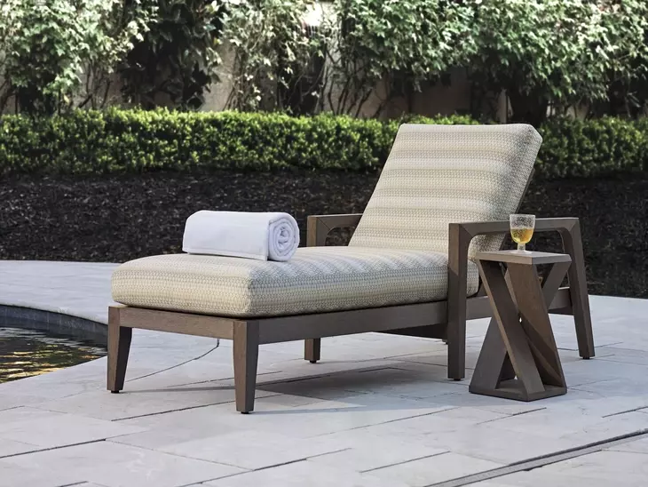 Mozambique Beige and Tan Outdoor 83" Chaise Lounge