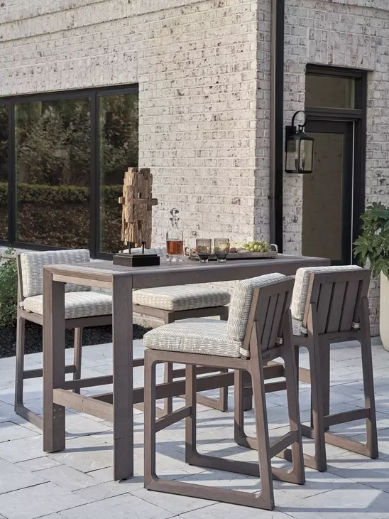 Mozambique Beige Upholstered Outdoor Bar Stool