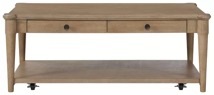 Wilmington Sand Wood Top Cocktail Table with Casters