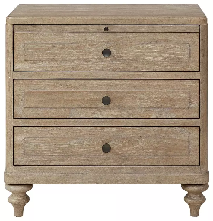 Wilmington Sand 3 Drawer Nightstand