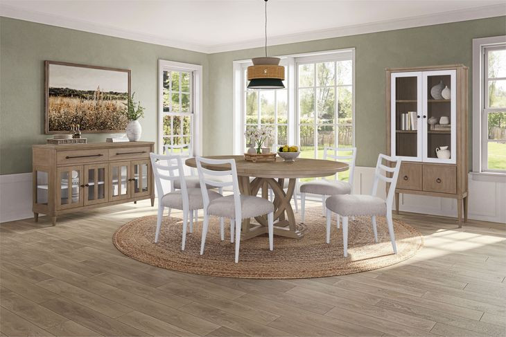 Wilmington Sand Round Extendable Dining Room Set