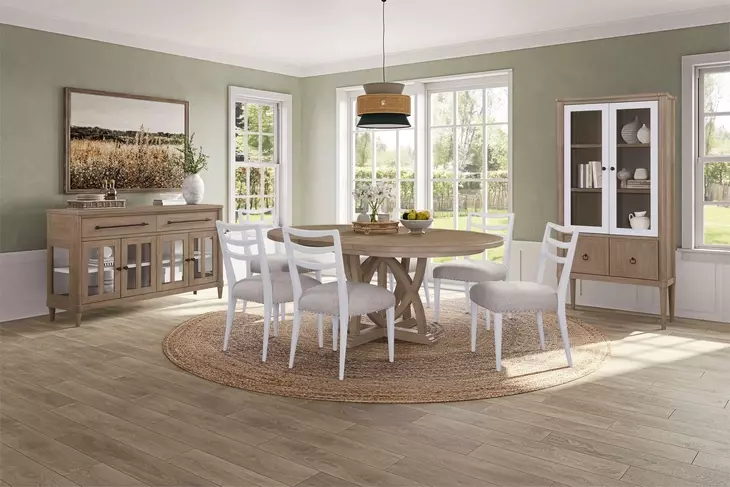 Wilmington Sand Round Extendable Dining Room Set