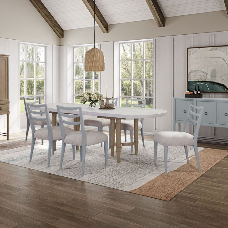 Wilmington Sand Pillar Trestle Extendable Dining Room Set