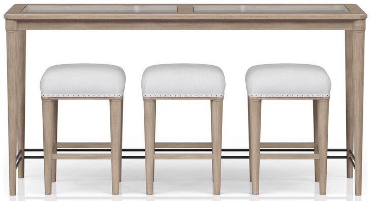 Wilmington Sand Frosted Glass Console Table with 3 Stools