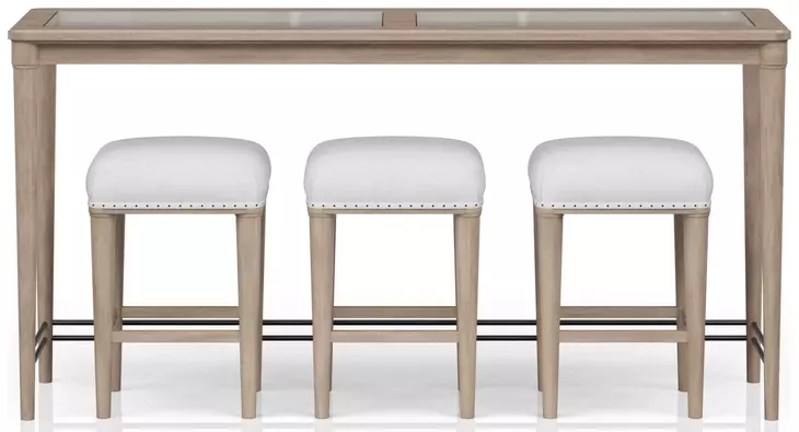 Wilmington Sand Frosted Glass Console Table with 3 Stools