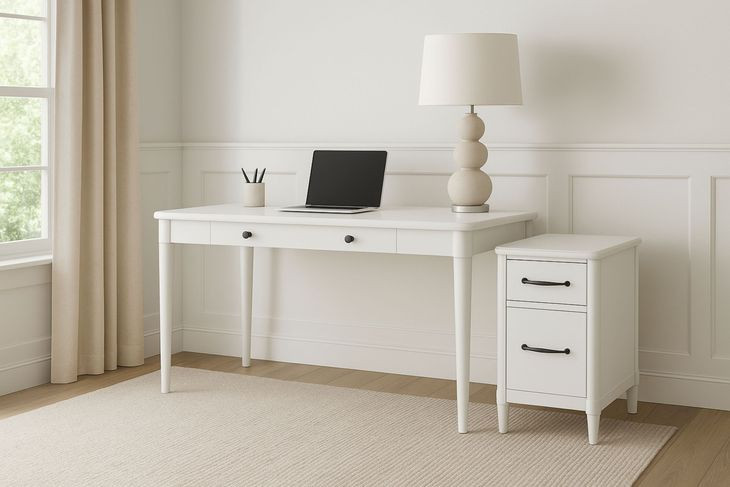 Wilmington White 48" Writing Home Office Set