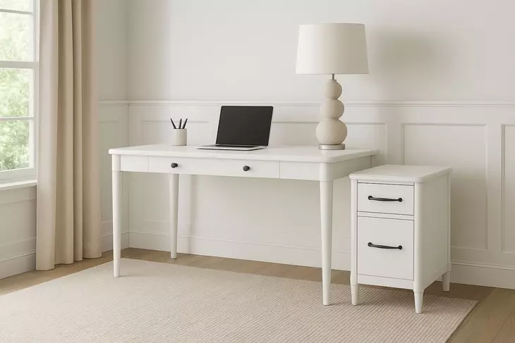 Wilmington White 48" Writing Home Office Set