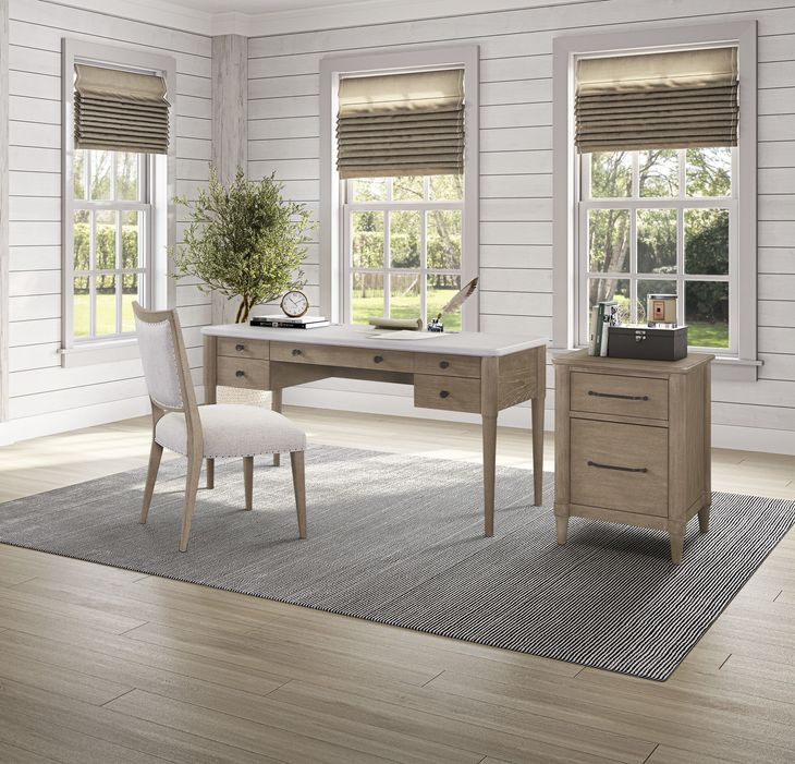 Wilmington Sand 5 Drawer Home Office Set