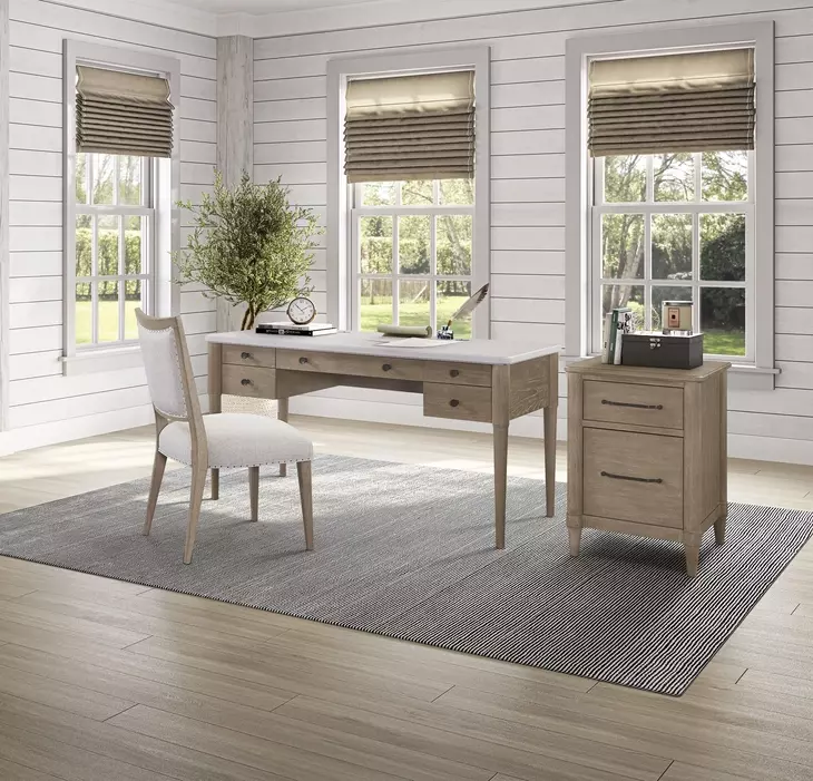 Wilmington Sand 5 Drawer Home Office Set