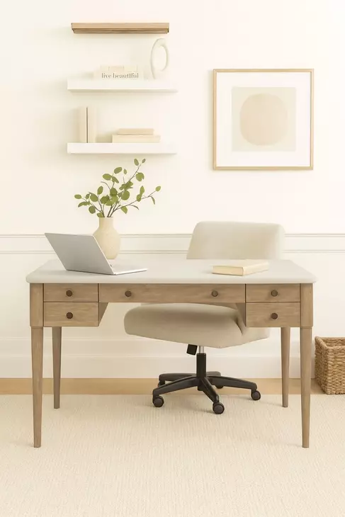 Wilmington Sand 5 Drawer Desk