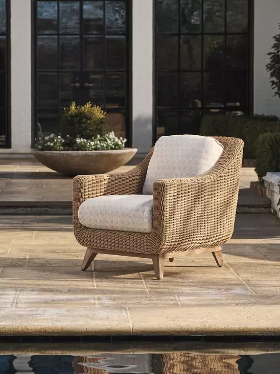 Isle of Palms Beige Upholstered Outdoor Lounge Chair