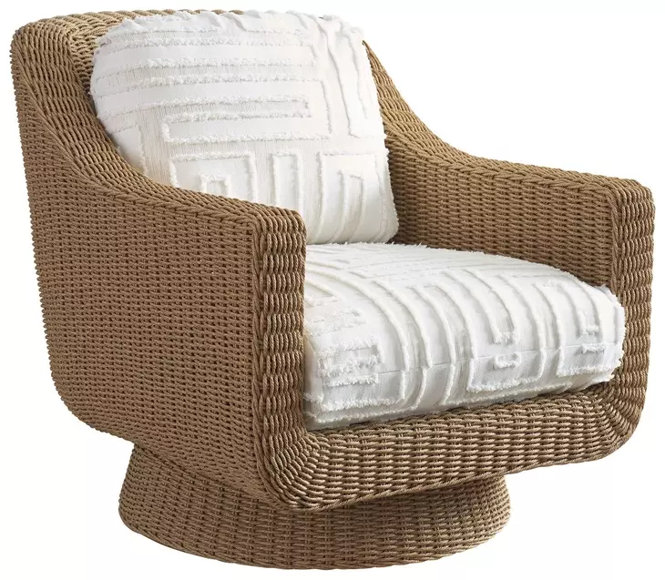 Isle of Palms White Upholstered Outdoor Swivel Lounge Chair