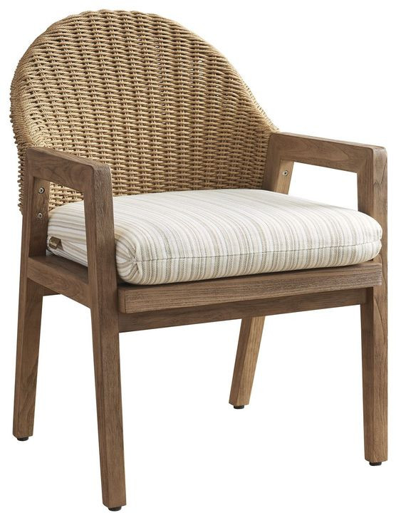 Isle of Palms Beige Upholstered Outdoor Arm Chair - Thumbnail 3