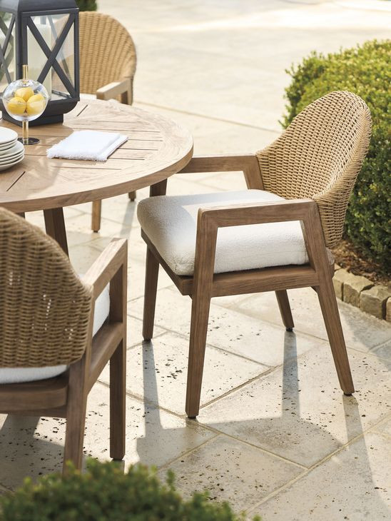 Isle of Palms Ivory Upholstered Outdoor Arm Chair