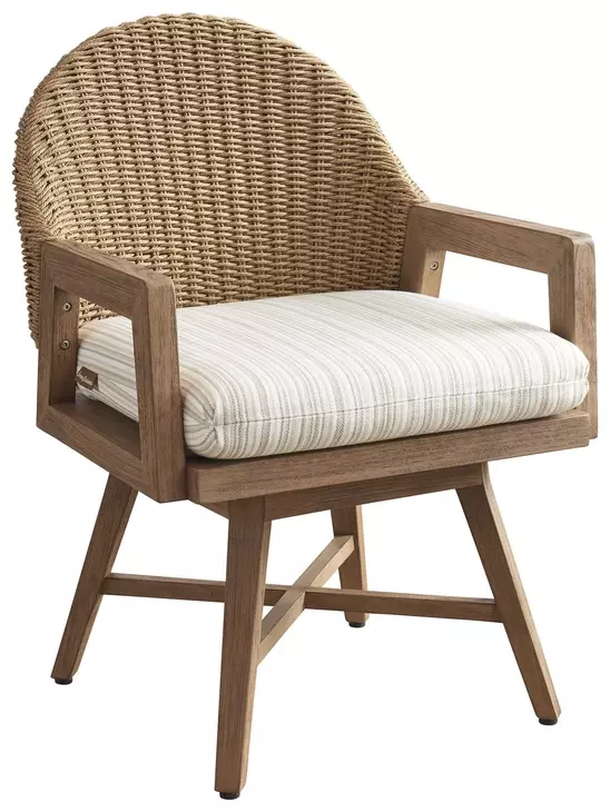 Isle of Palms Beige and Tan Upholstered Swivel Outdoor Dining Chair