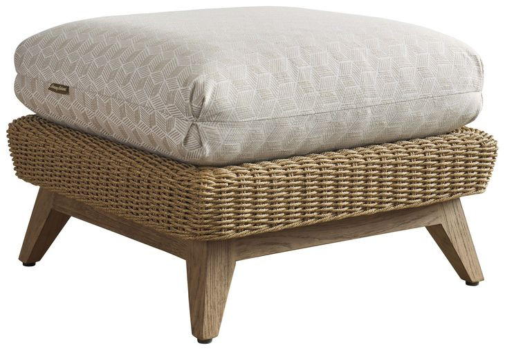 Isle of Palms Beige Upholstered Square Outdoor Ottoman