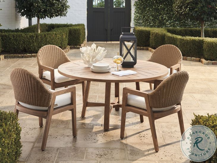 Isle of Palms Mocha Teak Round Outdoor Dining Table